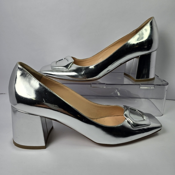 Rupert Sanderson London Naxos Mirror Pump Women's Leather Silver Shoes Size 40/9 - Picture 16 of 16